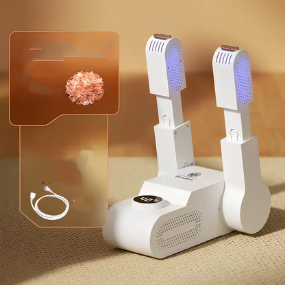 Multifunctional shoe dryer with folding design and purple light antibacterial technology for drying and deodorising footwear