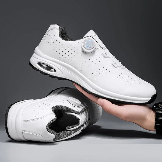 Low-top black mesh casual tennis shoes with cross shoulder straps and white composite sole