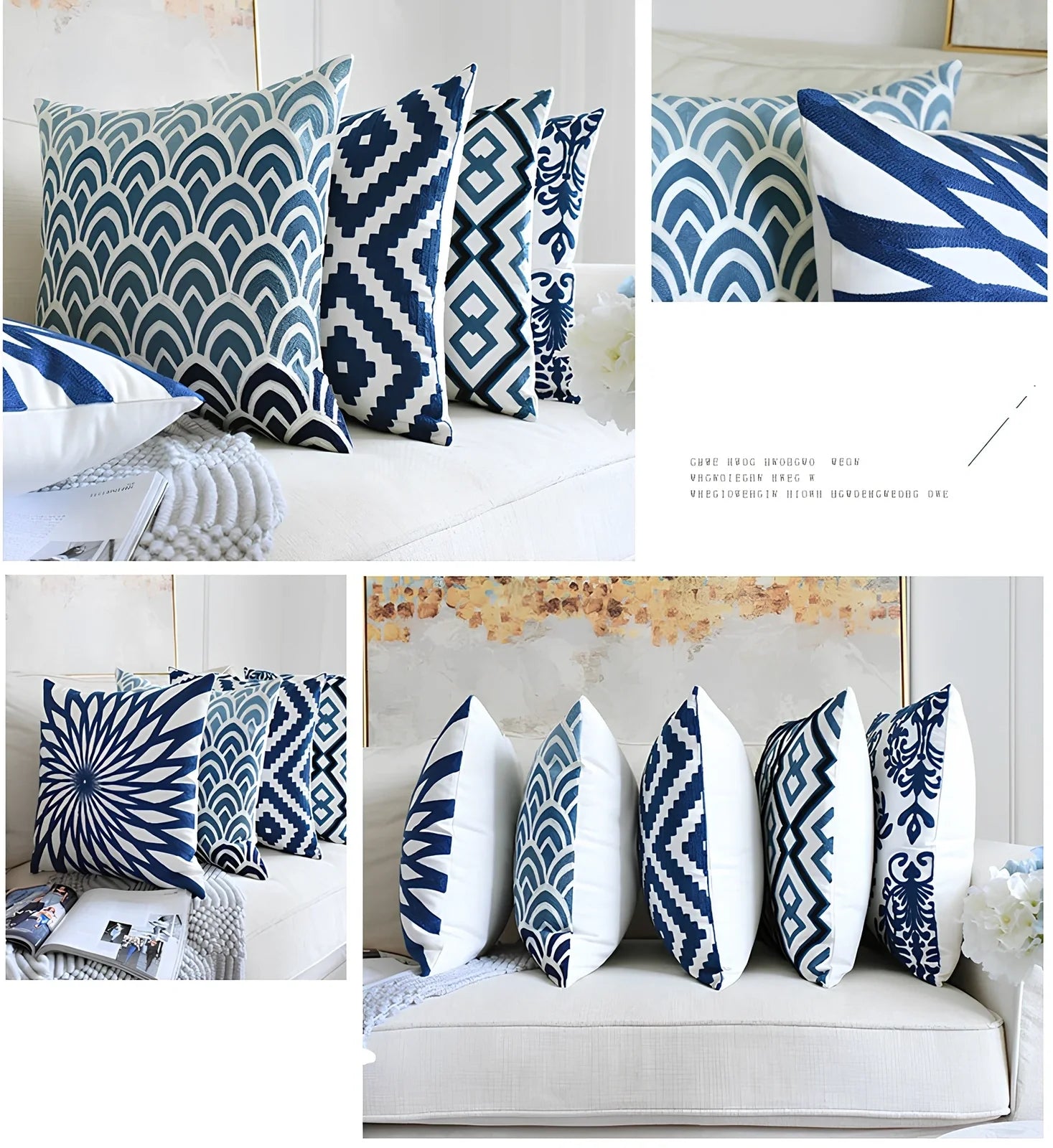 Chinese classical embroidered pillowcase 45x45cm with PP cotton filler and four style options