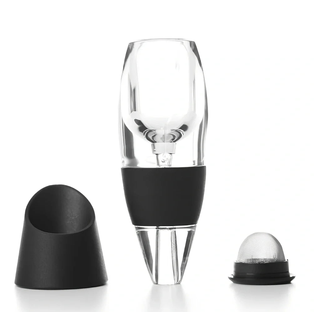 Portable wine aerator pourer with AS plastic body, silica gel components, and sediment filter