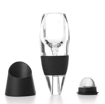 Portable wine aerator pourer with AS plastic body, silica gel components, and sediment filter