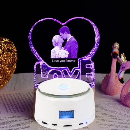 Personalized crystal photo night lamp with Bluetooth and color-changing features