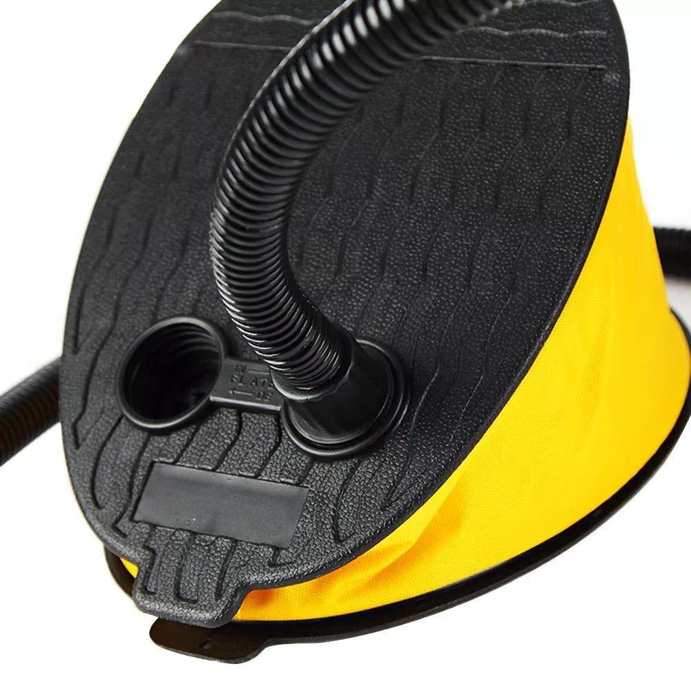 AIRHEAD High Volume Bellows Foot Pump in yellow with 3 adapters for versatile inflation
