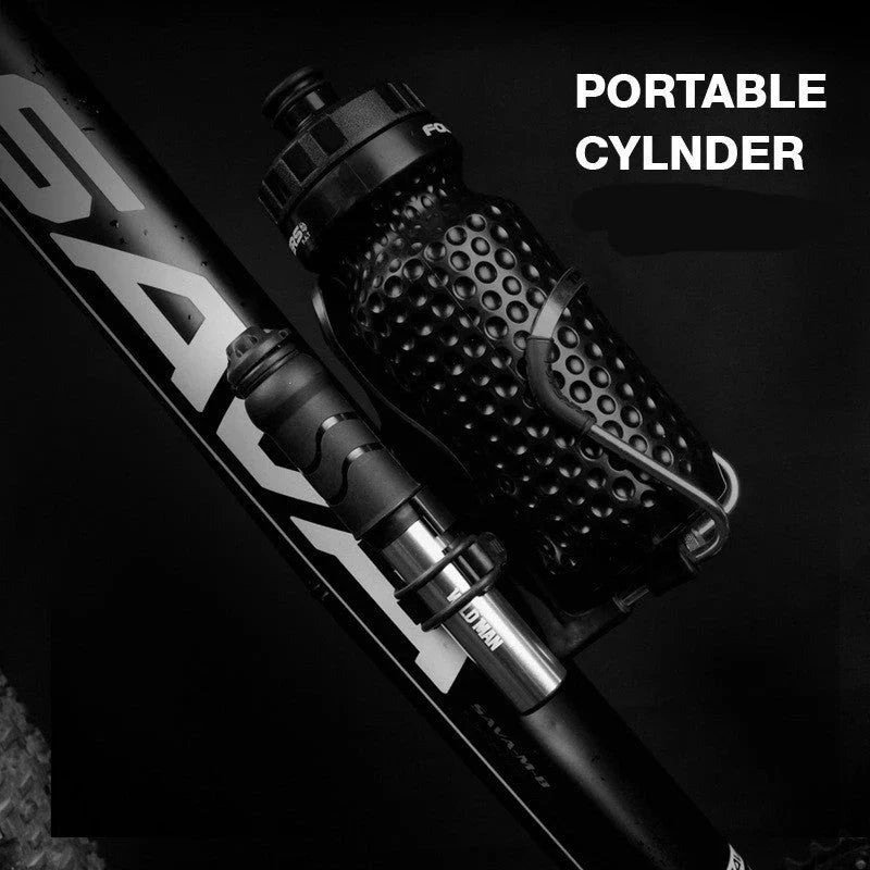 Premium high-pressure portable bicycle pump with built-in hose and versatile nozzle for mountain and road bikes