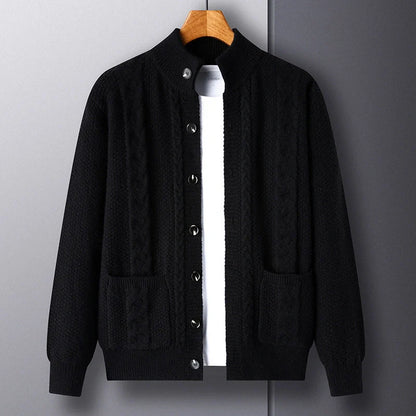 Stylish men's jacquard cardigan with pockets for a modern look