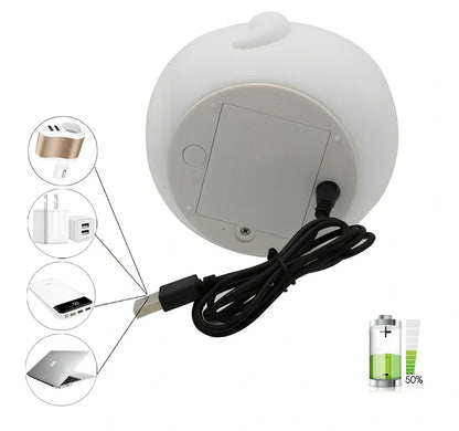 Cute cat-shaped silicone LED lamp with warm white and colourful lighting, measuring 12.5cm