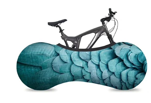 Bicycle protective cover made of 87% polyester and 13% cotton for indoor dust prevention on tyres