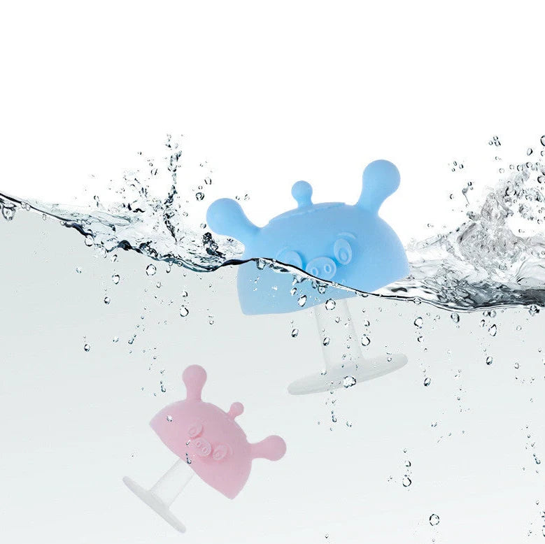 Liquid silicone baby teether in multiple colours for infants over 6 months