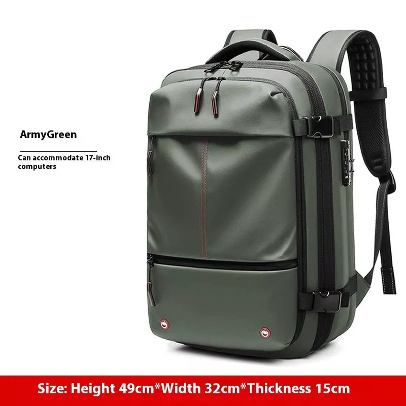 Men's business travel backpack with vacuum compression and large capacity in various colors