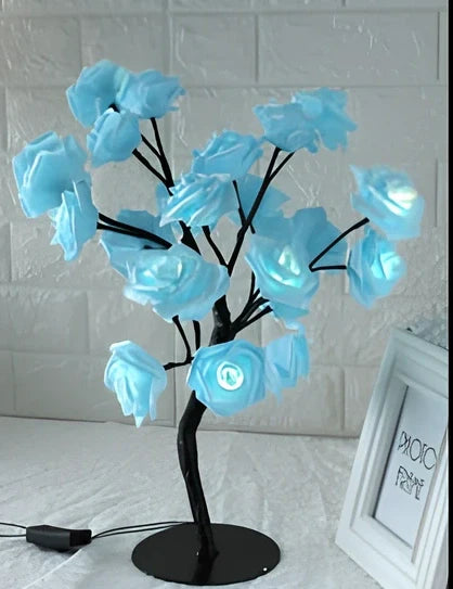 LED simulation small flower tree lamp with warm light illumination in White pink colour option