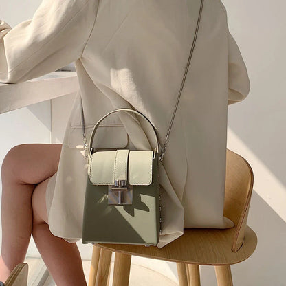 Women's horizontal square wild shoulder chain bag with zipper pocket in various colors