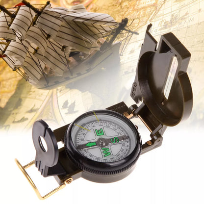 Army Green Aluminum Alloy Compass for outdoor navigation, compact and durable