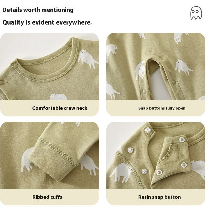 Pure cotton boneless baby jumpsuit with long sleeves in apricot colour for infant wear