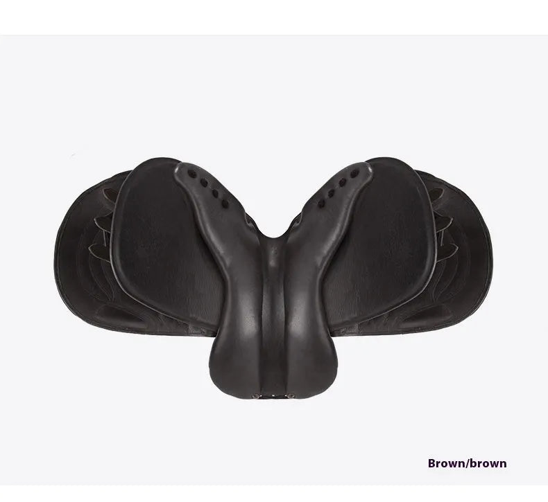 Cowhide equestrian saddle in black or brown, specification 17, for horse harness and riding use