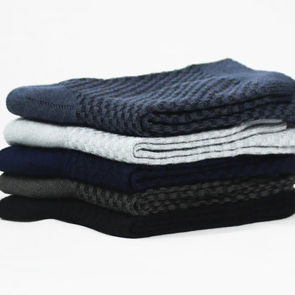 Men's bamboo fibre business socks with small square pattern in five colour options
