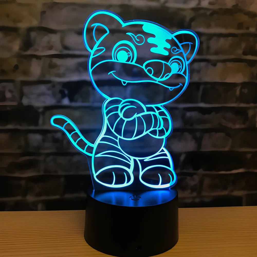 Zodiac LED night light with touch control showing dragon design and seven colour illumination options