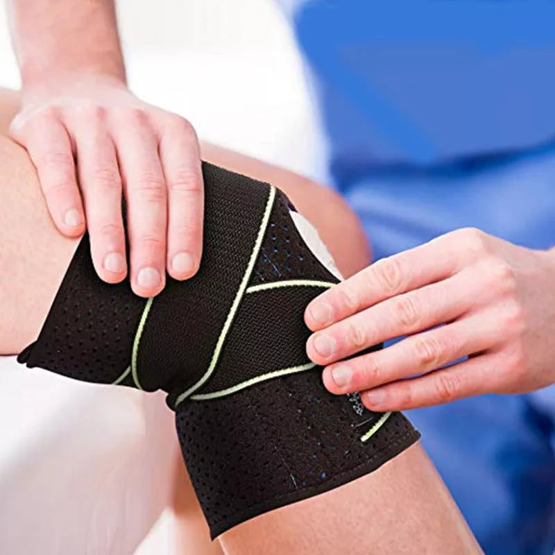 Black sports kneepads for cycling protection, lightweight and durable