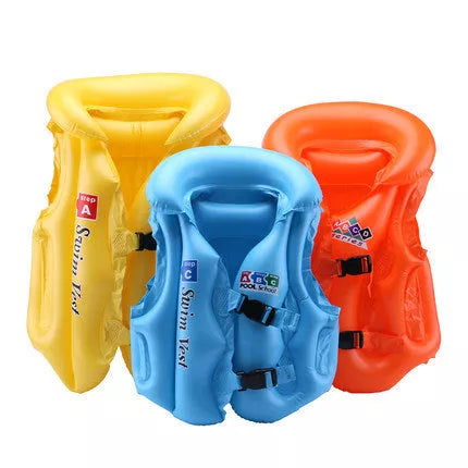 Children's solid color PVC swimming suit life jacket for safe water activities