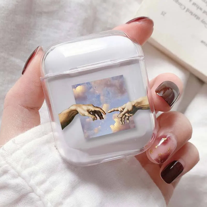Transparent AirPods protective case cover compatible with Apple AirPods and AirPods Pro, plastic AirPods cover for scratch protection, clear AirPods case protector available in five colour styles and two model fits.