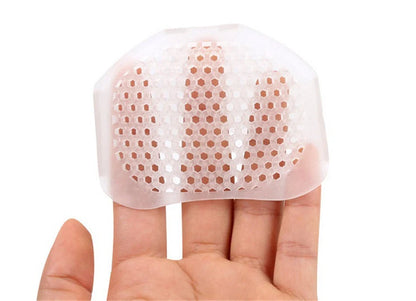 Honeycomb silicone front pads for high heels in black, white, and skin tone