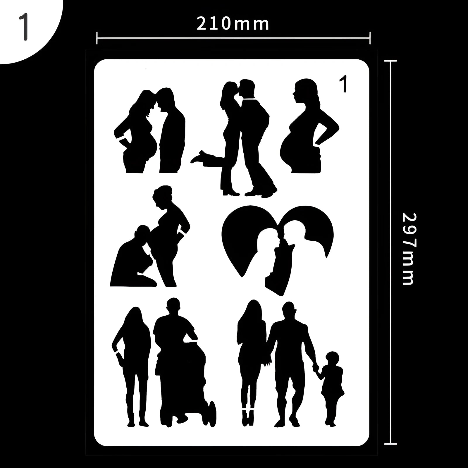White plastic reusable stencil template with geometric patterns for DIY painting and crafts.