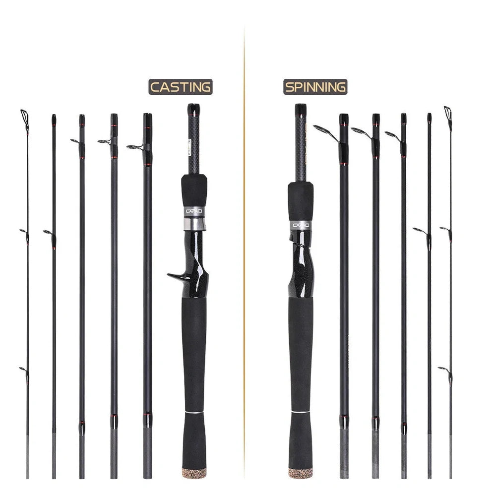 Carbon fishing rod with gun handle and sectional construction for sea perch angling