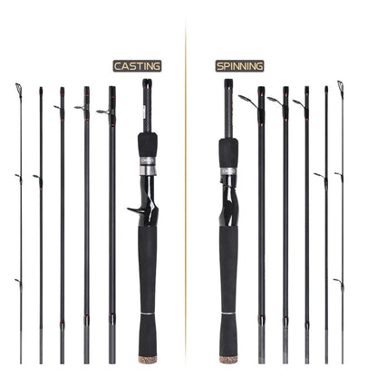 Carbon fishing rod with gun handle and sectional construction for sea perch angling