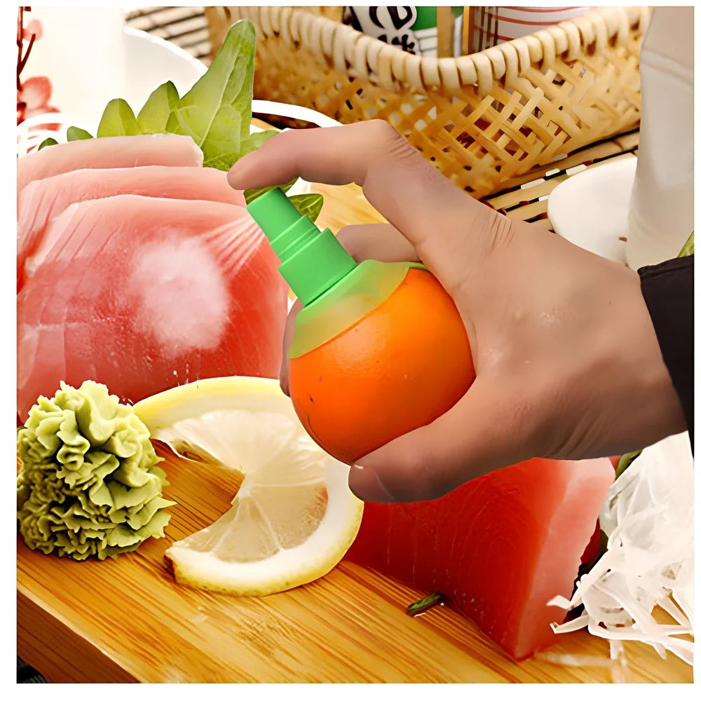 Green lemon sprayer with screw-in design and removable parts for juice extraction