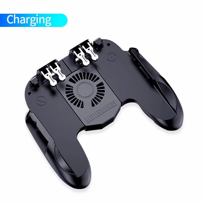 Six fingers eating chicken gamepad with ABS zinc alloy body, USB interface, phone bracket, black red yellow