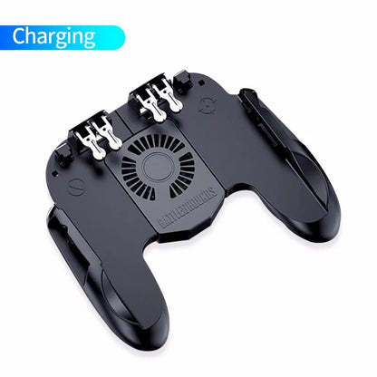 Six fingers eating chicken gamepad with ABS zinc alloy body, USB interface, phone bracket, black red yellow