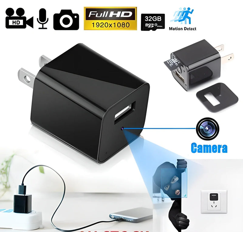 Hhomeenjoy Discreet 1080p HD USB Wall Charger Hidden Security Camera