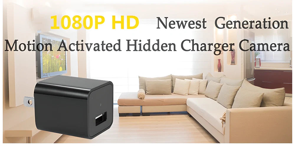 Discreet 1080p HD USB wall charger hidden security camera with motion detection and loop recording