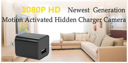 Discreet 1080p HD USB wall charger hidden security camera with motion detection and loop recording