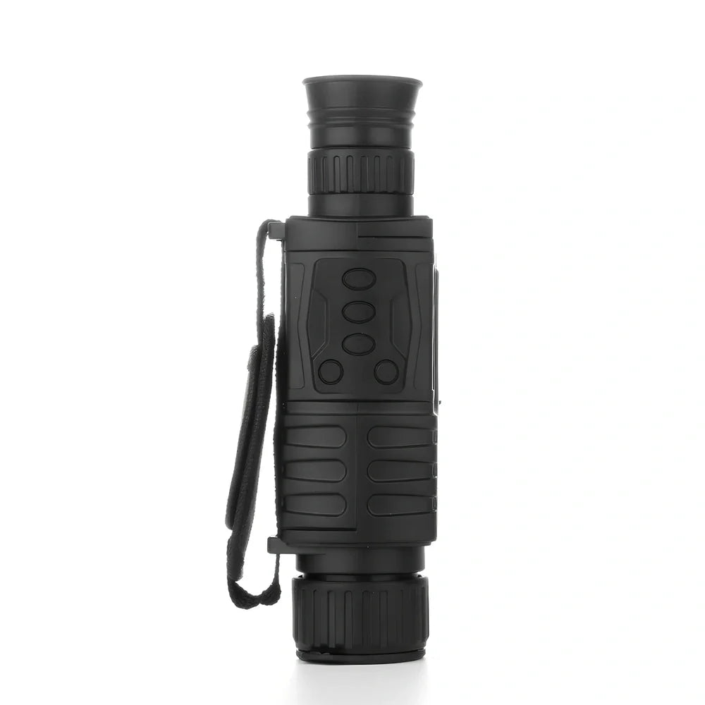 Black infrared monocular with 500m night vision range and 5x magnification for dark conditions