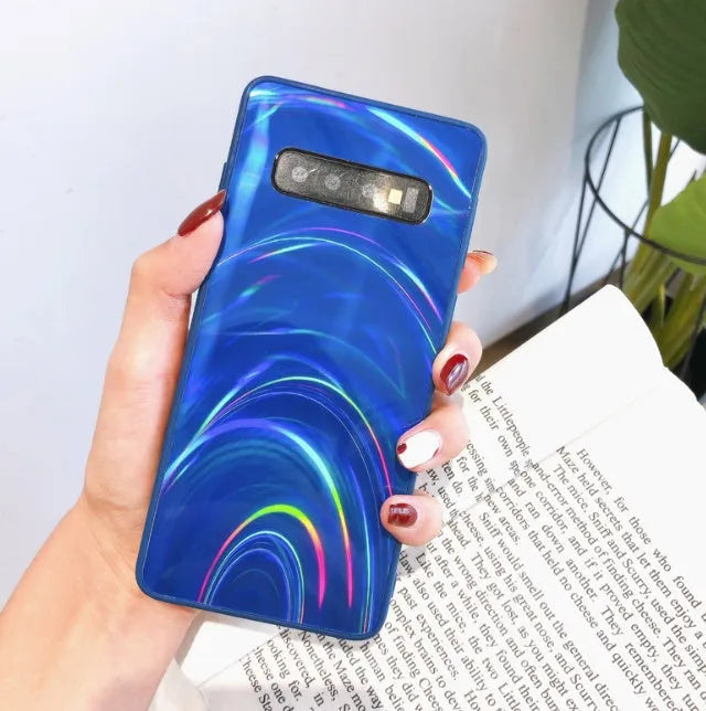 Marble-pattern shockproof silicone phone case for Samsung Galaxy models shown in multiple colours.
