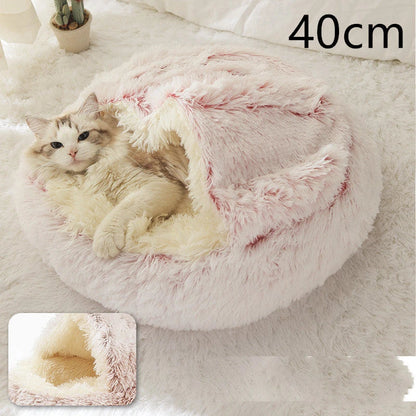 Cozy pet bed with plush and warm fabric for cats and dogs