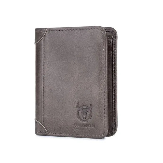 Men's casual leather wallet showing internal compartments including secret section