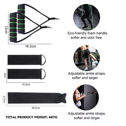 Pull Rope Elastic Rope Strength Training Set with multiple resistance bands and accessories