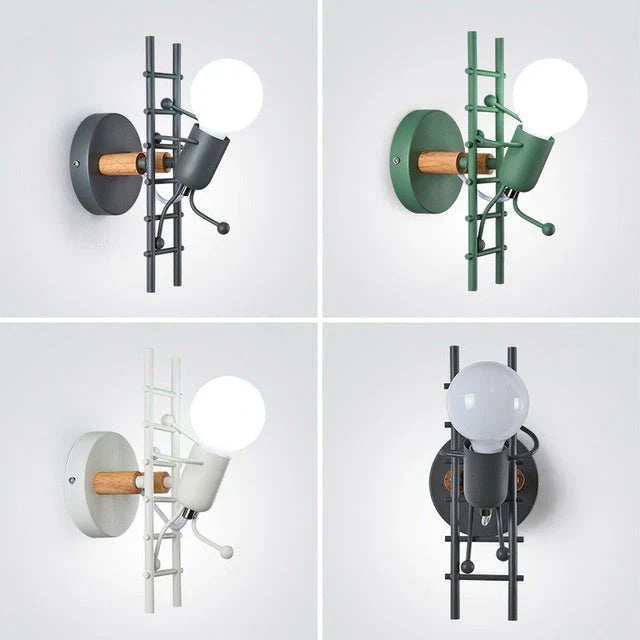 Retro LED Wrought Iron Villain Climbing Stairs Lights in black, green, and white