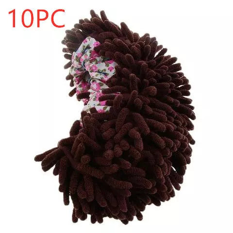 Chenille mop slippers in various colors for easy home cleaning
