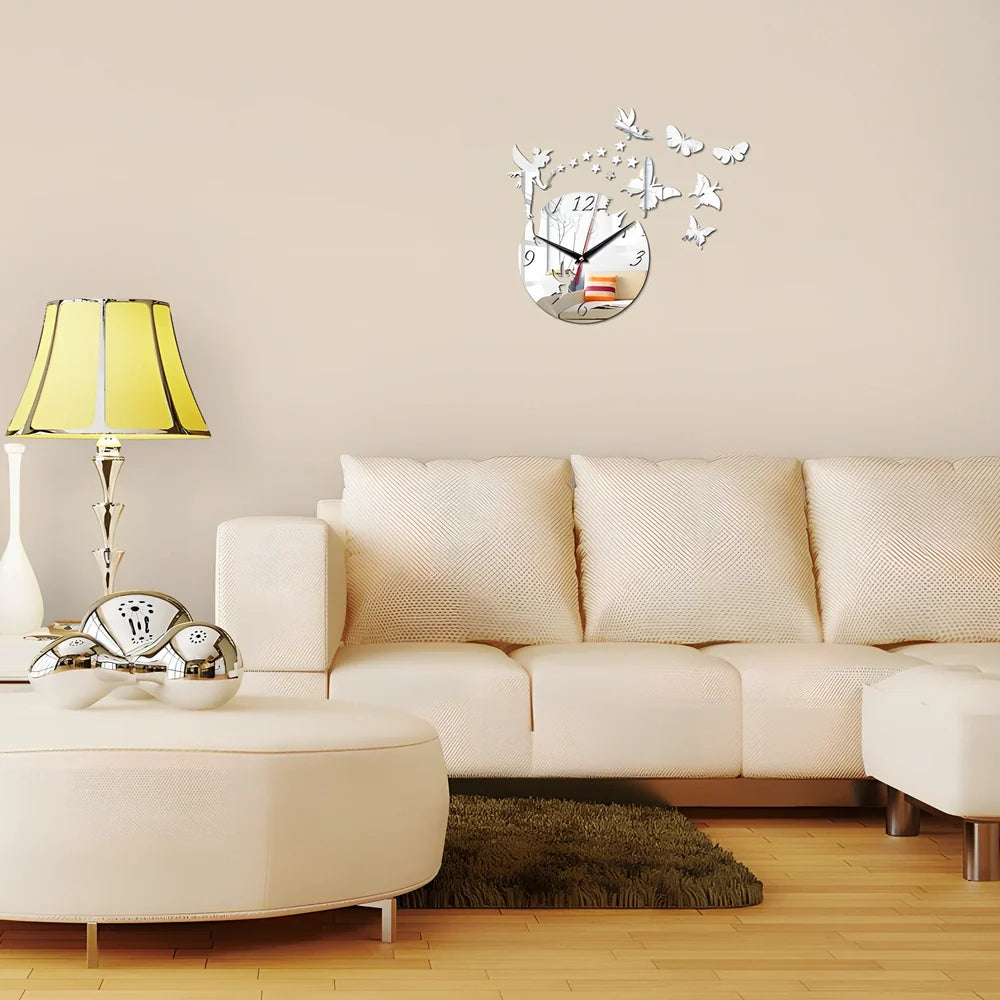 30cm round wall clock with black frame and white face showing Arabic numerals