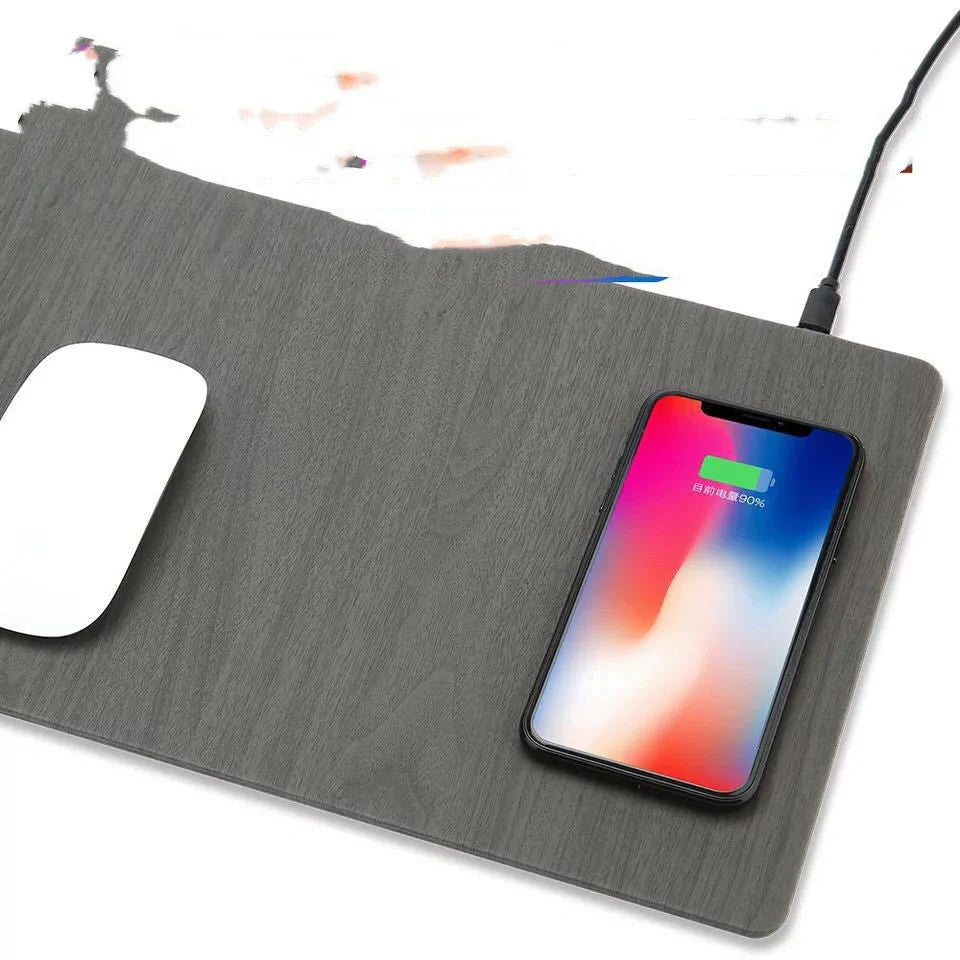 Qi Wireless Charging Mouse Pad Mat with PU leather surface and LED indicator light