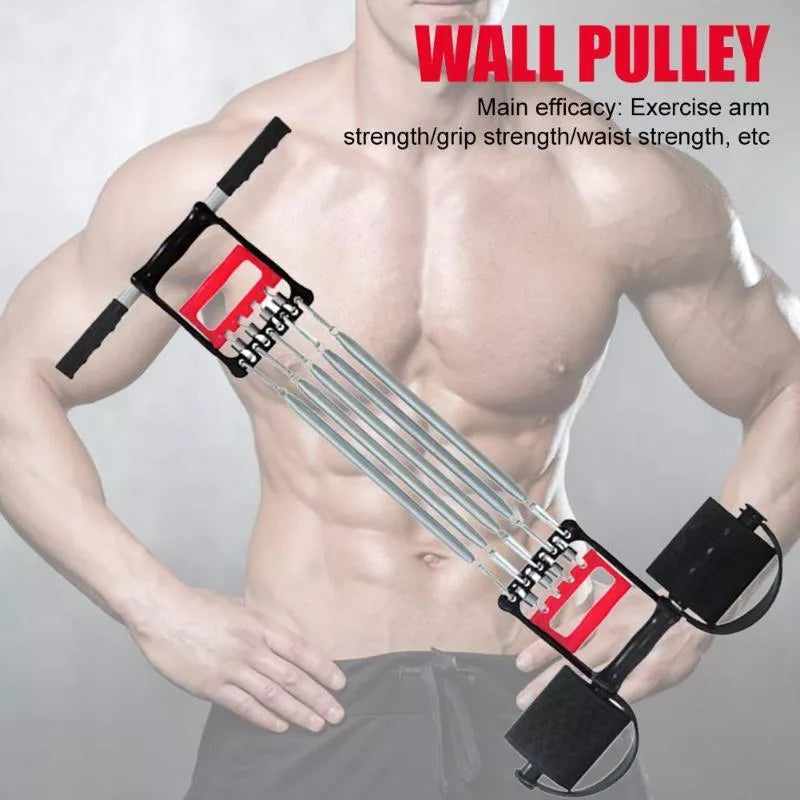 Adjustable spring tension device for arm and grip strength training