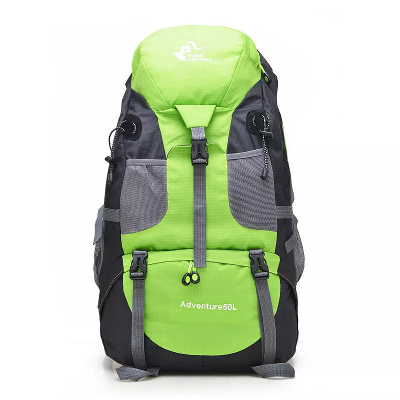Outdoor foldable backpack in various colors with 50L capacity and waterproof design