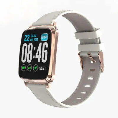 M8 smart bracelet showing zinc alloy body with 2.5D tempered glass screen displaying heart rate data