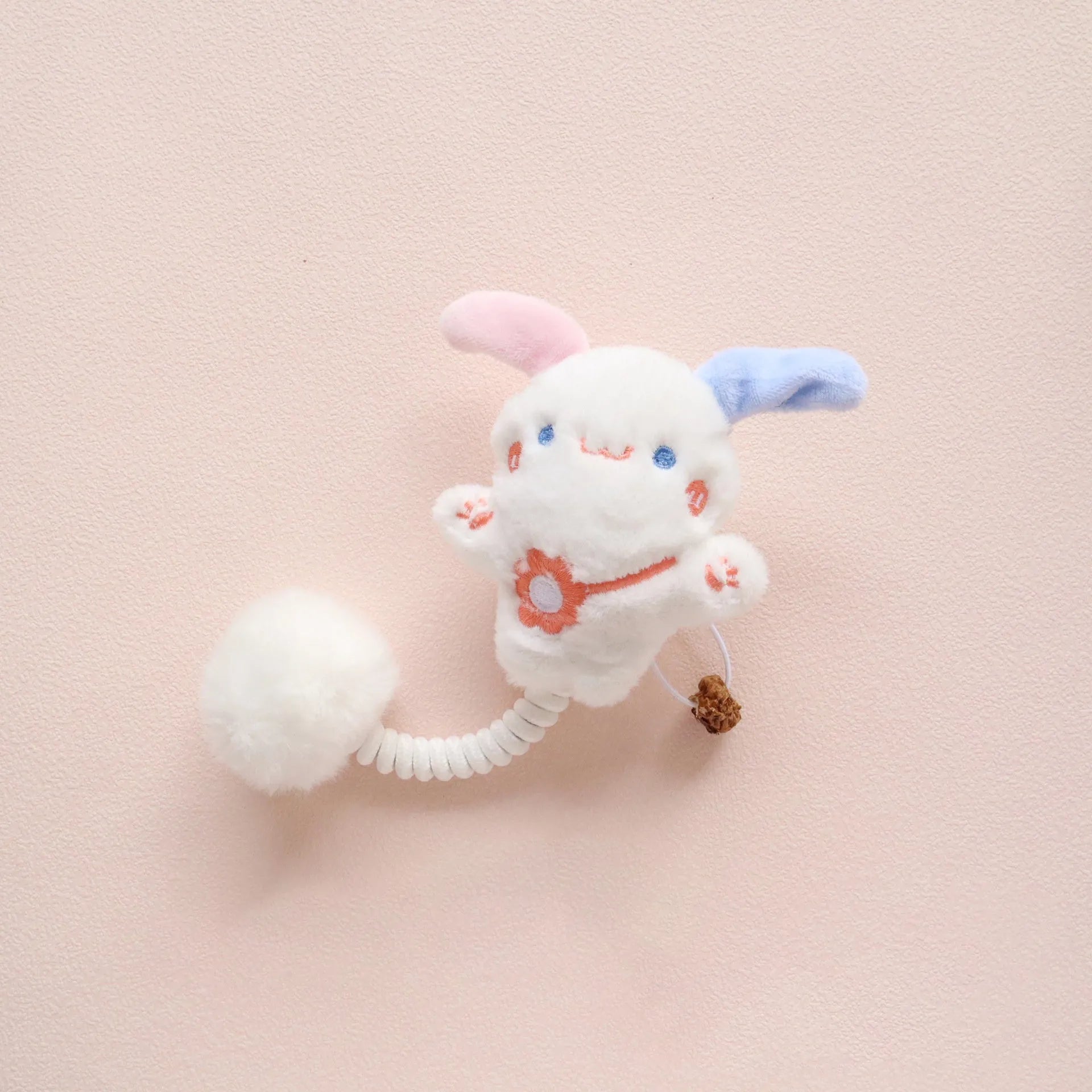 Set of plush animal cat toys with silvervine fruit, a long flexible spring, and a fuzzy ball for interactive play.