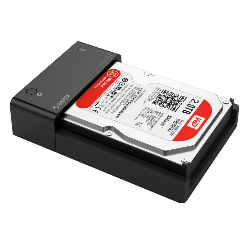 Black universal 2.5-inch SATA hard disk box with data cable for portable external storage