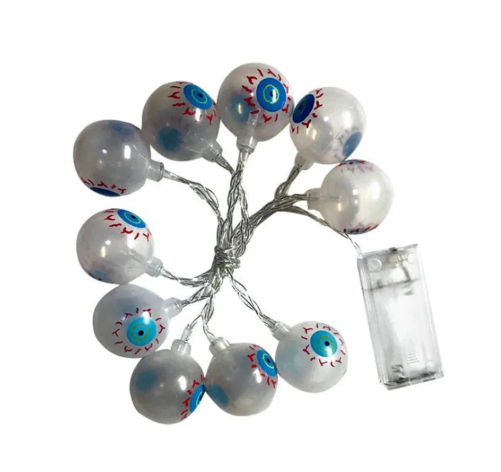 Halloween LED string lights with pumpkin, ghost and bat decorations on 1.2 metre battery-powered cord