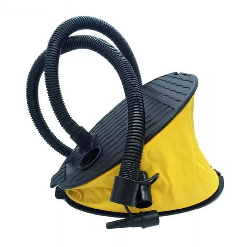 AIRHEAD High Volume Bellows Foot Pump in yellow with 3 adapters for versatile inflation