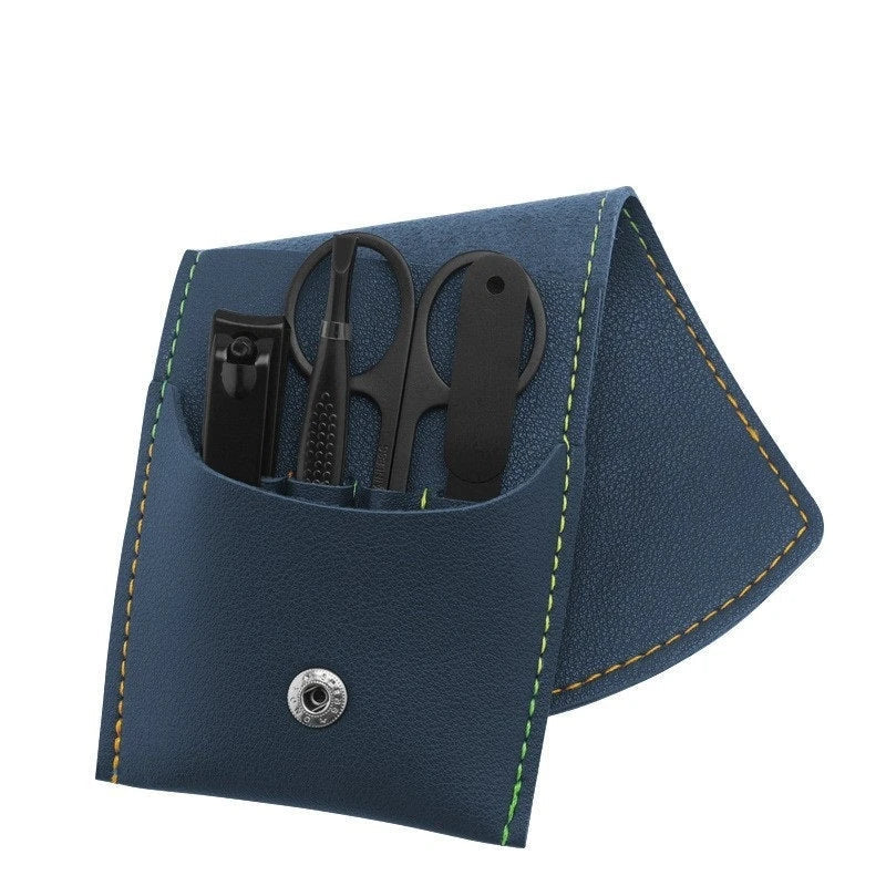 Premium 16-piece manicure set with sleek leather case, including nail clippers, scissors, tweezers, and other grooming tools